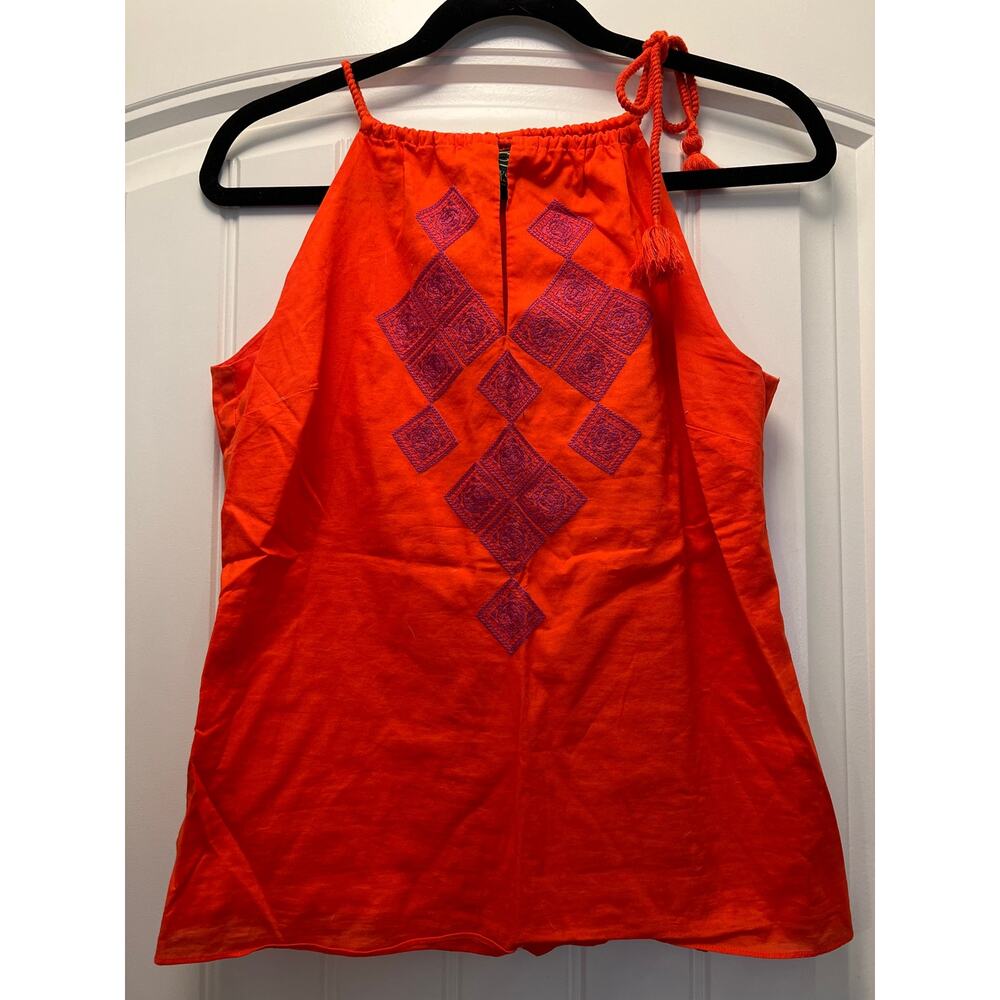 C Wonder Women’s Sleeveless Halter Tassel Shoulder Strap Top Size XXS‎ Orange